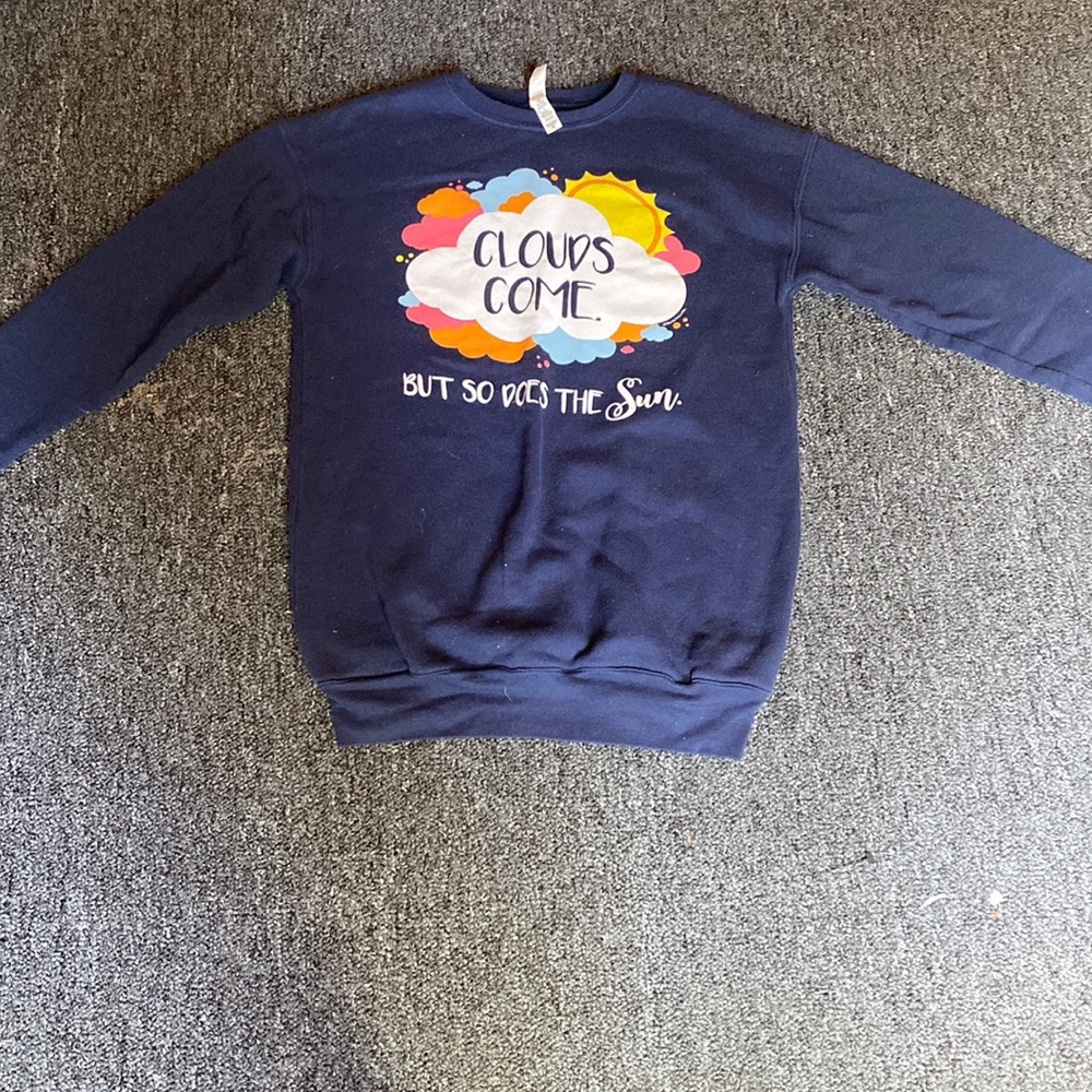 navy blue graphic sweatshirt